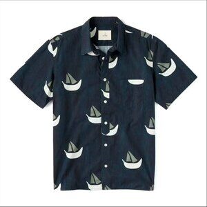 La Paz Alegre Boat Short Sleeve Shirt - Navy Men's Large